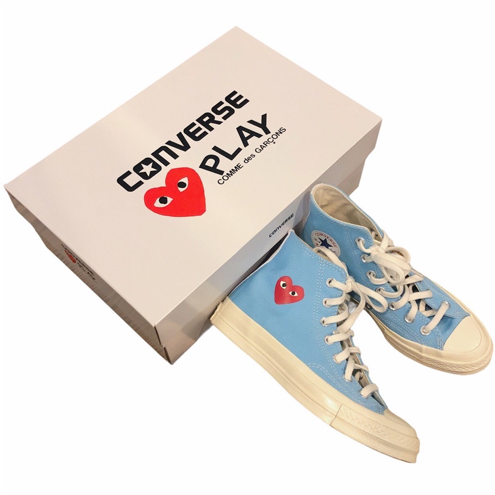 SOLD blue play cdg converse high top sneakers